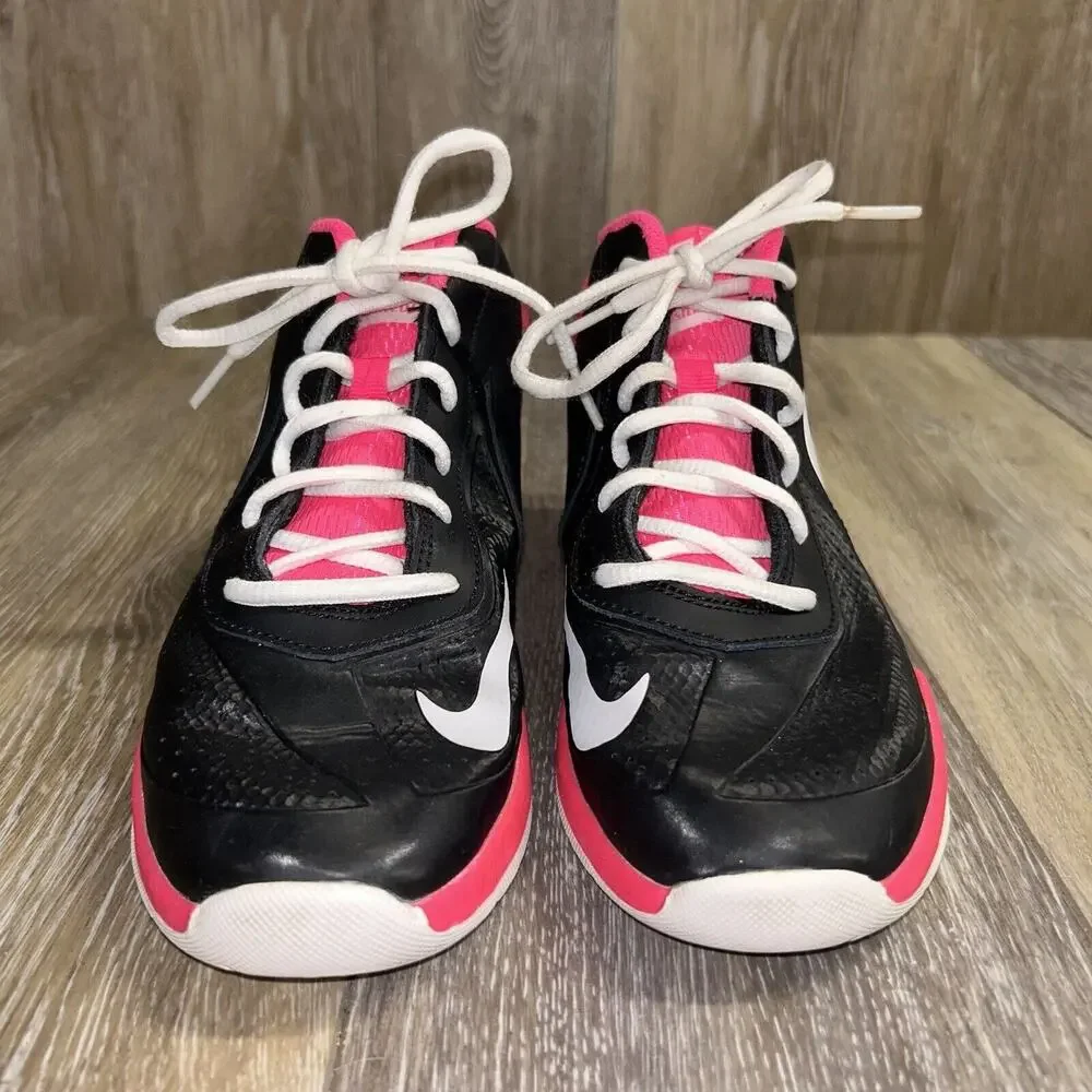 Nike Team Hustle D7 747999-008 Youth US Size 3Y Pink Black White Sneaker Shoes